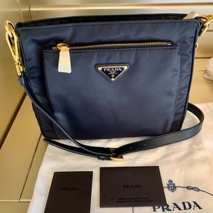 NWT Prada Navy Nylon&Leather Bandoliera Messenger
